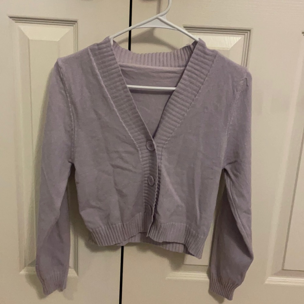 Light purple cardigan sweater